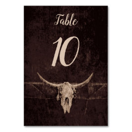 Numeração De Mesa Textura Ocidental do País de Casamento Rustic Bull