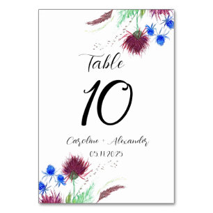 Numeração De Mesa Thistle Purple Floral Scottish Rustic Weding