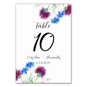Numeração De Mesa Thistle Purple Floral Scottish Rustic Weding