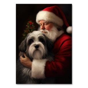 Numeração De Mesa Tibetan Terrier Papai Noel Natal Festivo