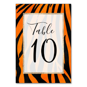 Numeração De Mesa Tigre Preto Laranja Selvagem Espalha Impressão Ani