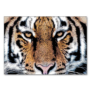 Numeração De Mesa Tigre Retrato no Estilo Gráfico de Impressão