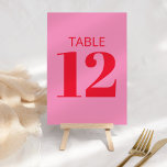 Numeração De Mesa Tipografia a negrito Rosa e Bat Moderno Vermelho M<br><div class="desc">Número da Tabela do Bat Mitzvah,  Rosa Brilhante e Vermelho Moderno</div>