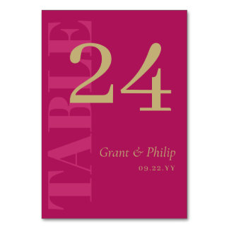 Numeração De Mesa Tipografia Dourada e rosa Elegante Fuchsia