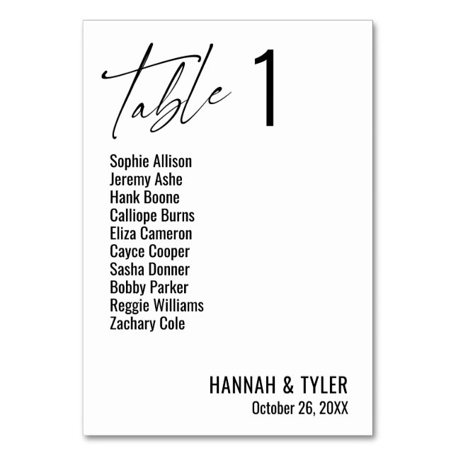 Numeração De Mesa Tipografia Elegante Simples Contemporânea (Frente)