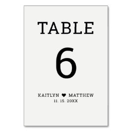 Numeração De Mesa Tipografia Minimalista Moderna Negra em Casamento