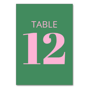 Numeração De Mesa Tipografia Negrita Moderna Rosa Verde Bat Mitzvah