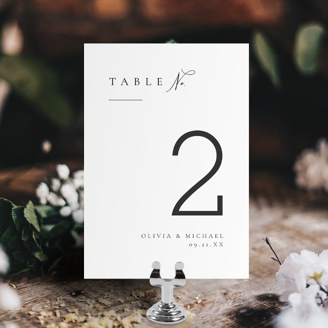Numeração De Mesa Tipografia Simplesmente Elegante Casamento Moderno (Simply Elegant Typography Modern Wedding Table Number)