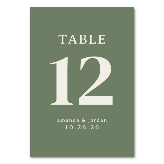 Numeração De Mesa Tipográfico Oliva Sofisticado (Frente)