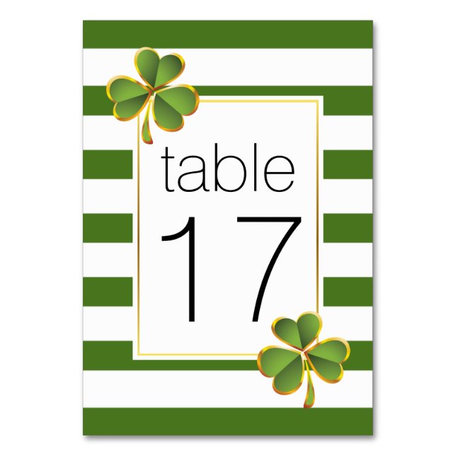Numeração De Mesa Tiras verdes e trevo Número da mesa de casamento i (Frente)
