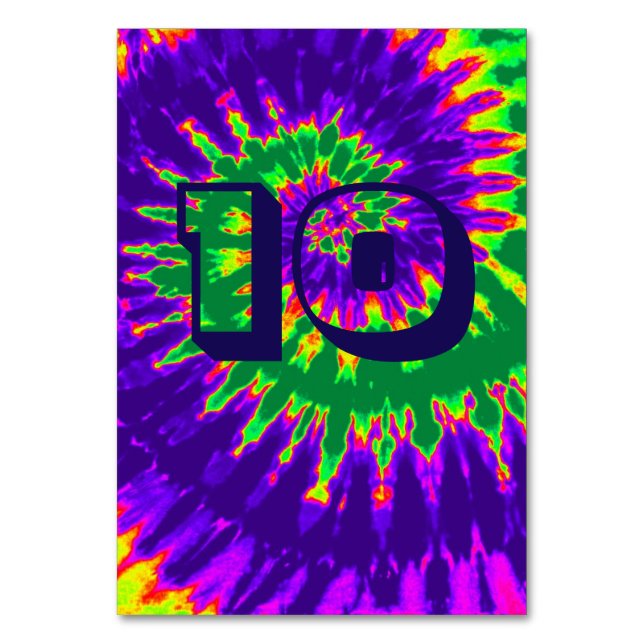 Numeração De Mesa Toalhete de casamento em Tie Dye roxo e verde espi (Frente)