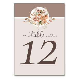 Numeração De Mesa Tom Floral Terroso Claro Rústico Boho Casamento