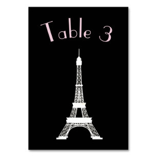 Numeração De Mesa Torre Eiffel francesa preto e branco chique do