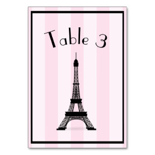 Numeração De Mesa Torre Negra Eiffel Preta - Stripe Rosa Parisiense 