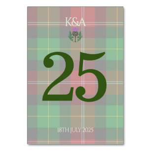 Numeração De Mesa Tradicional Scottish Tartan e Scotland Thistle