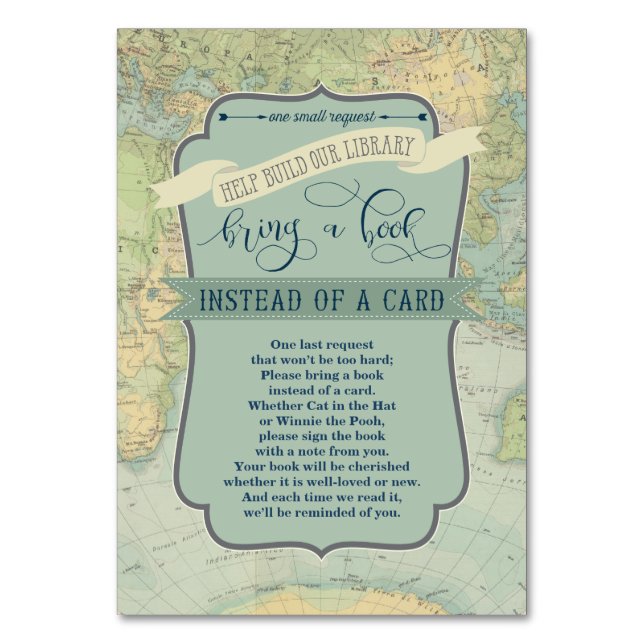 Numeração De Mesa Traga um Livro Bebê Boy Adventure Chá (Frente)