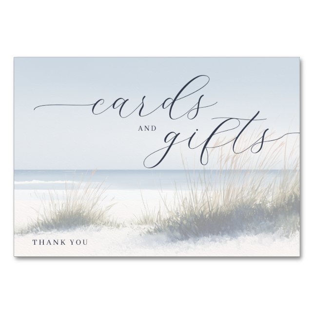 Numeração De Mesa Tranquil Blue Minimalist Beach Waves (Frente)