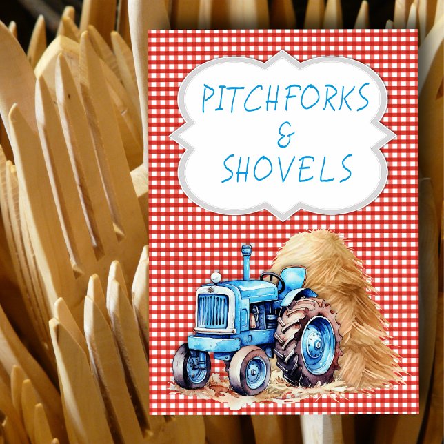 Numeração De Mesa Trator Fazenda - Sinal de aniversário - Gingham Ve (Criador carregado)