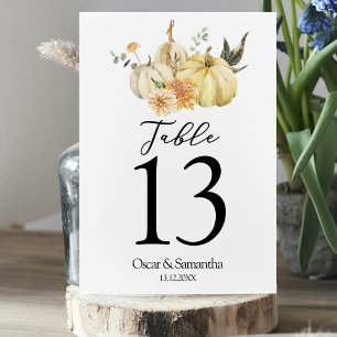Numeração De Mesa Trendy Autumn Watercolor Pumpkin & Flowers