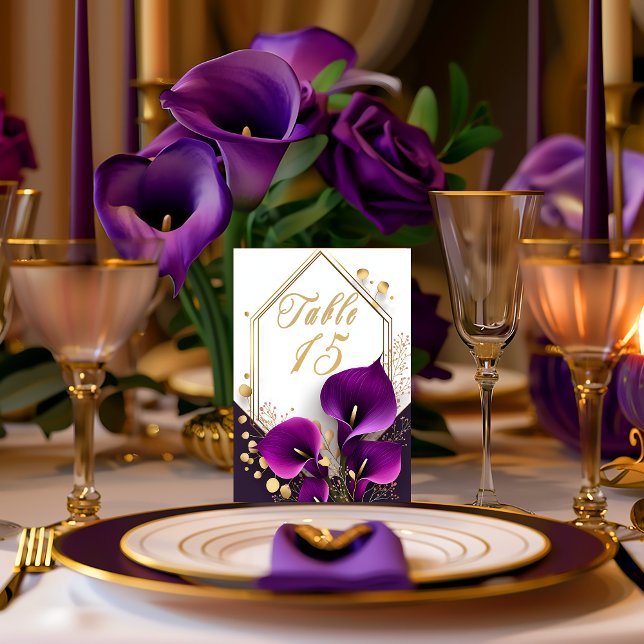Numeração De Mesa Trendy Purple Calla Lily (Stylish Purple Calla Lily Wedding Table Number )
