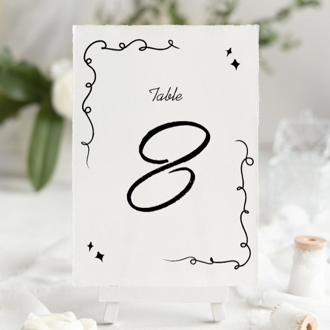 Numeração De Mesa Trendy Scribble Dodle Casamento com Script (Criador carregado)