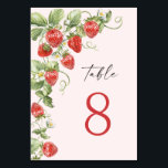 Numeração De Mesa Trendy Watercolor Meadow Strawberry<br><div class="desc">Na moda, fácil de usar modelos de casamento, mais itens (convites, rsvp, cartas de agradecimento, papelaria e decoração) com o mesmo design estão disponíveis na loja. Para mais personalização, clique em "Personalizar este modelo" e, em seguida, em "Editar usando a Ferramenta Design". Se precisar de ajuda ou itens correspondentes, entre...</div>