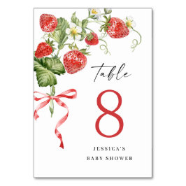 Numeração De Mesa Trendy Watercolor Strawberry Chá de fraldas