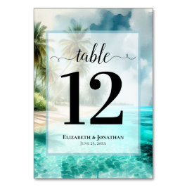 Numeração De Mesa Tropical Beach with Palm Trees Elegant Wedding