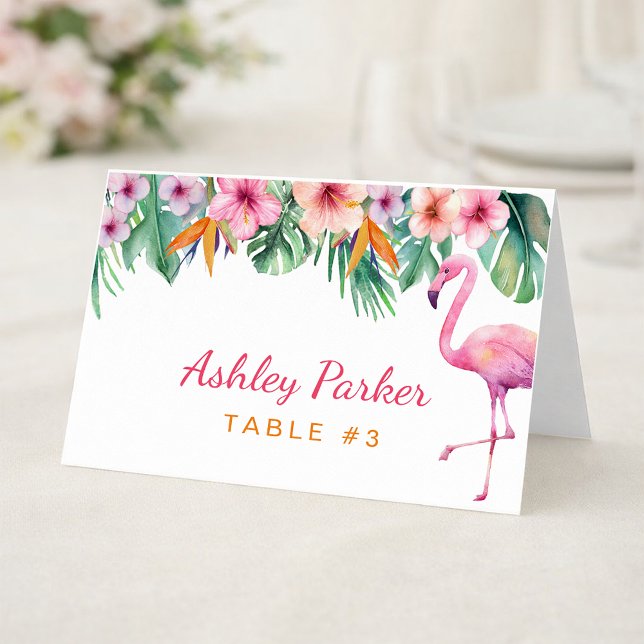 Numeração De Mesa Tropical Flamingo Baby Shower Guest Table Card (Table Number Card)