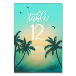 Numeração De Mesa Tropical Isle Sunrise Teal de Casamento ID581