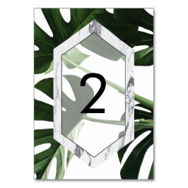 Numeração De Mesa Tropical Monstera Mármore Casamento