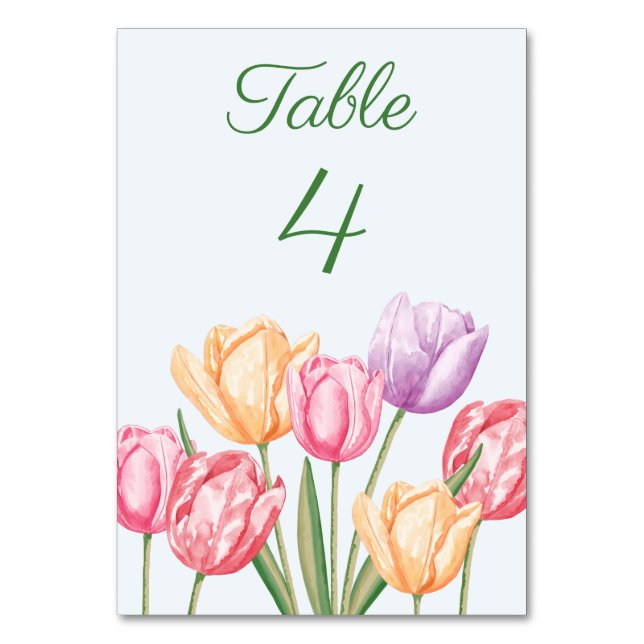 Numeração De Mesa Tuli Flores de Aquarela Pastel Casamento de Primav (Frente)