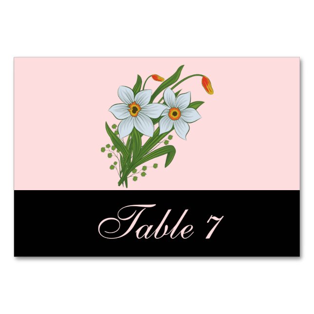 Numeração De Mesa Tulipas e Narcisos Casamento Preto (Frente)
