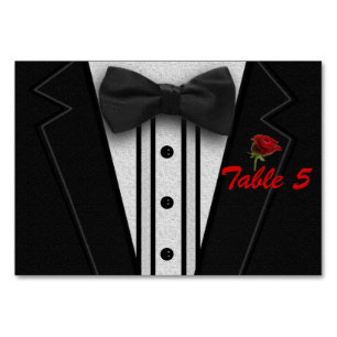 Numeração De Mesa Tuxedo com Arco Tie Monograma