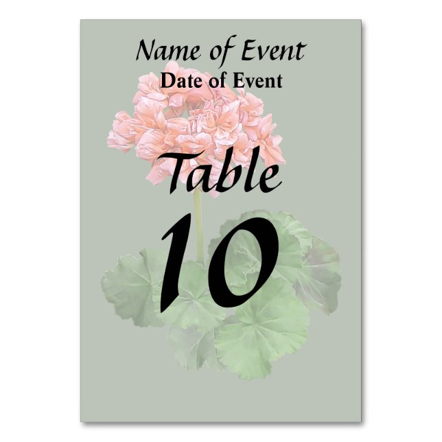Numeração De Mesa Um Geranium Rosa (Verso)