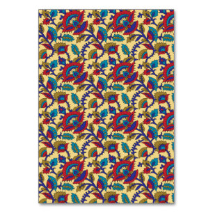 Numeração De Mesa Uma peça de arte têxtil vibrante com vermelho arro