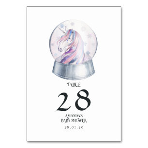 Numeração De Mesa Unicórnio de Glitter Aquarela Inverno