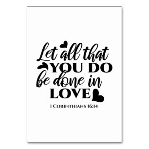 Numeração De Mesa Vamos todos fazer amor - 1 cor 16:14