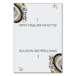 Numeração De Mesa Vegetariano Preto Moderno e Dourado Casamento