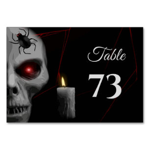 Numeração De Mesa Vela de Aranha do Crânio Gótico - Halloween Moody