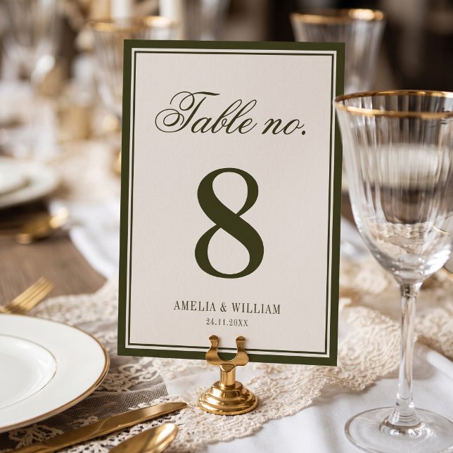 Numeração De Mesa Velho Dinheiro Sofisticado Atemporal Verde Oliva C (Criador carregado)