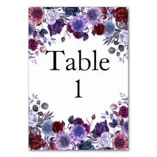 Numeração De Mesa Velvet Bloom Burgundy Lavender Floral Wedding 