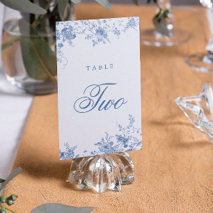 Numeração De Mesa Verdadeiro francês Vintage Blue Floral Jouy