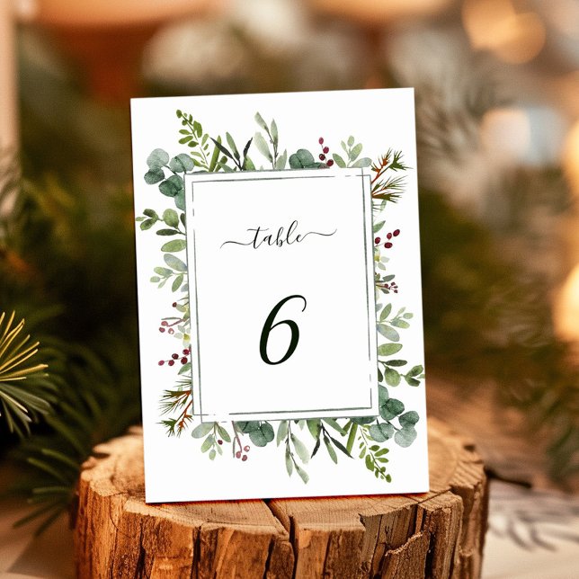 Numeração De Mesa Verde Botânico Venerado Natal Verde (Criador carregado)