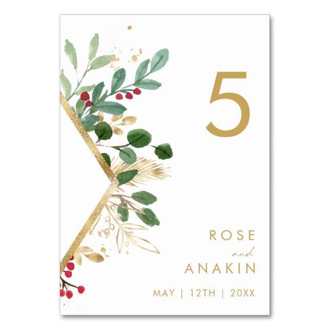 Numeração De Mesa Verde de Natal Moderno | Número da Tabela Branca (Frente)