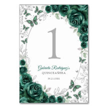 Verde Esmeralda Floral Prata Quinceanera