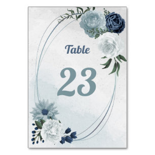 Numeração De Mesa verde floral branco romântico e azul