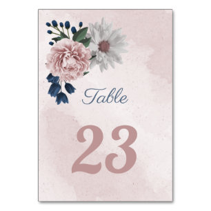 Numeração De Mesa verde floral romântico azul e branco