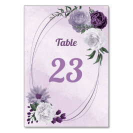Numeração De Mesa Verde floral roxo e branco romântico