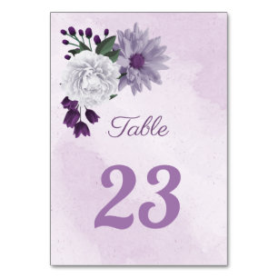 Numeração De Mesa Verde floral roxo e branco romântico